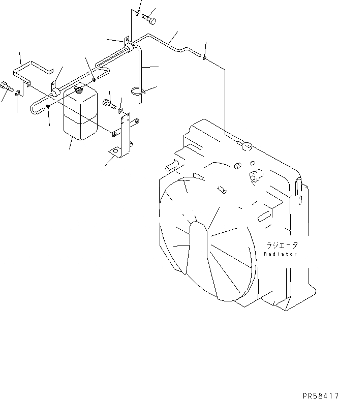 Схема запчастей Komatsu GD705A-4A - РЕЗЕРВН. БАК РАДИАТОРА (СПЕЦ-Я С АВТОМ. ТРАНСМИССИЕЙ)(№8-) КОМПОНЕНТЫ ДВИГАТЕЛЯ И ЭЛЕКТРИКА
