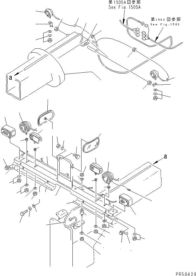 Схема запчастей Komatsu GD705A-4A - ЭЛЕКТРИКА (ПЕРЕДН. ЛИНИЯ)(№9-) КОМПОНЕНТЫ ДВИГАТЕЛЯ И ЭЛЕКТРИКА