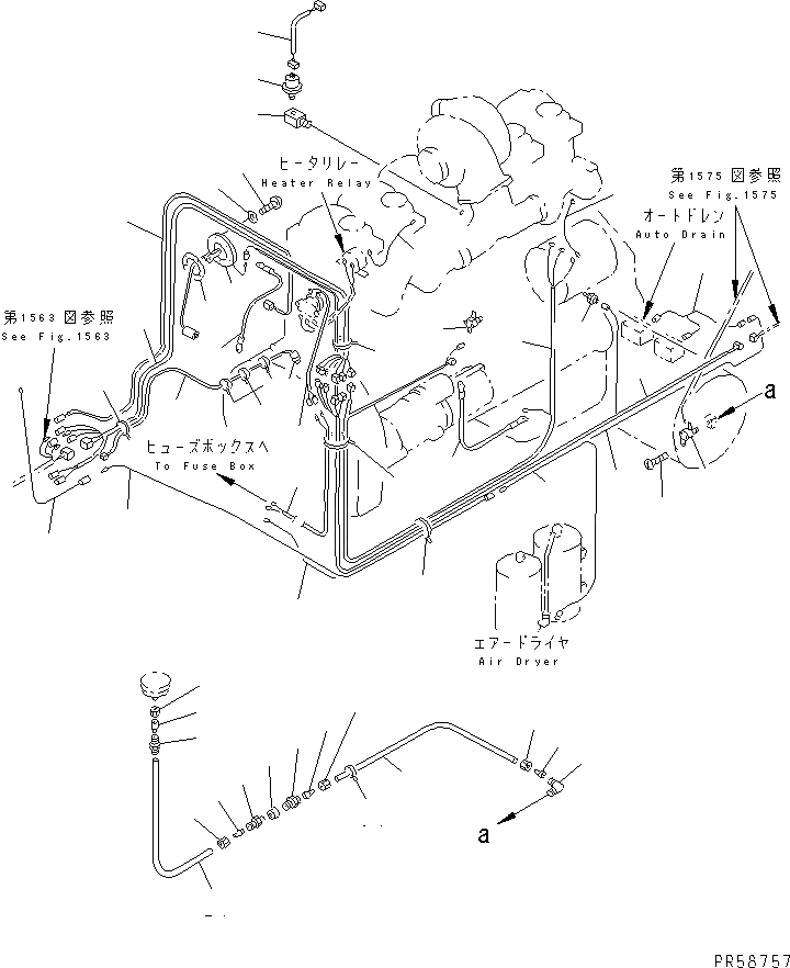 Схема запчастей Komatsu GD705A-4A - ЭЛЕКТРИКА (С ШИРОК. КАБИНОЙ) (ЛИНИЯ ДВИГАТЕЛЯ)(№9-) КОМПОНЕНТЫ ДВИГАТЕЛЯ И ЭЛЕКТРИКА