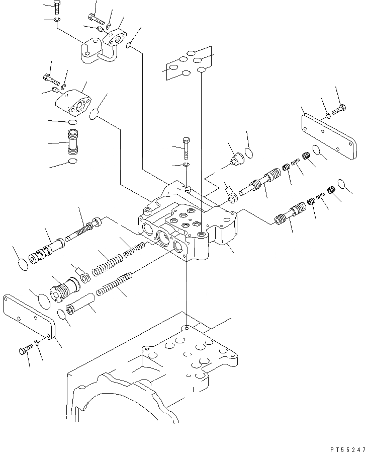 Схема запчастей Komatsu GD705A-4A - ТРАНСМИССИЯ (УПРАВЛЯЮЩ. КЛАПАН) (/) СИЛОВАЯ ПЕРЕДАЧА