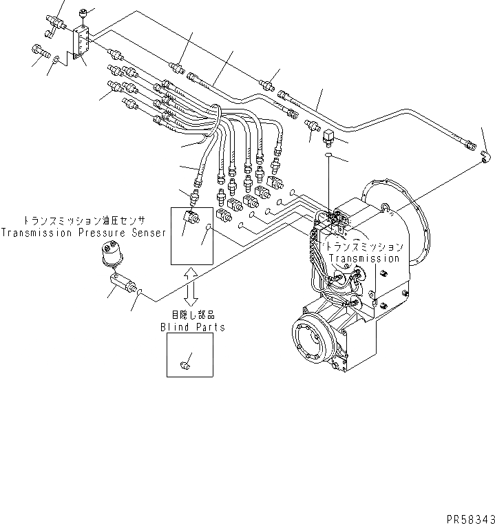 Схема запчастей Komatsu GD705A-4A - ТРАНСМИССИЯ МАСЛ. PRESSURE КОНТРОЛЬ ТРУБЫ (СПЕЦ-Я С АВТОМ. ТРАНСМИССИЕЙ)(№8-) СИЛОВАЯ ПЕРЕДАЧА