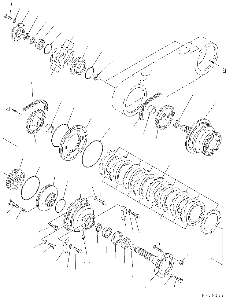 Схема запчастей Komatsu GD705A-4A - СДВОЕНН. ПРИВОД ПРИВОД И ЦЕПЬ СИЛОВАЯ ПЕРЕДАЧА