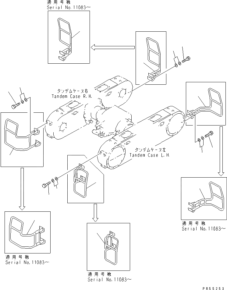 Схема запчастей Komatsu GD705A-4A - ЗАЩИТА ШИН(№-) СИЛОВАЯ ПЕРЕДАЧА
