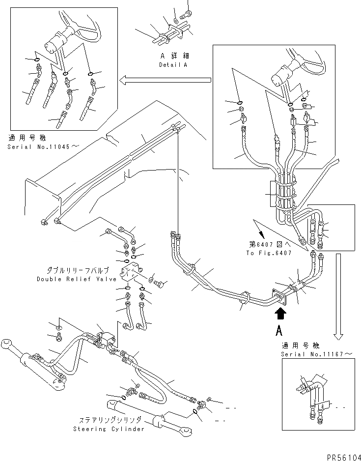 Схема запчастей Komatsu GD705A-4A - ГИДРАВЛИКА РУЛ. УПРАВЛЕНИЯ (/) СИЛОВАЯ ПЕРЕДАЧА