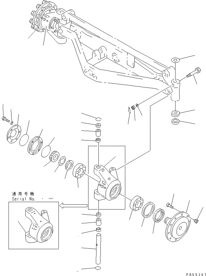 Схема запчастей Komatsu GD705A-4A - ПЕРЕДНИЙ МОСТ (С АВТОМАТИЧ. ОТВАЛОМ) (/)(№8-9) СИЛОВАЯ ПЕРЕДАЧА