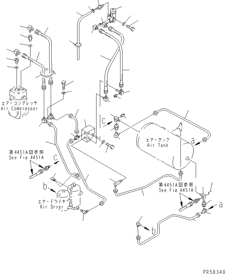 Схема запчастей Komatsu GD705A-4A - ВОЗДУХОВОД (КОМПРЕССОР - ВОЗД. БАЛЛОН) (С ВОЗД. ВЛАГООТДЕЛИТЕЛЬ)(№-8) СИСТЕМАУПРАВЛЕНИЯ ПОВОРОТОМ