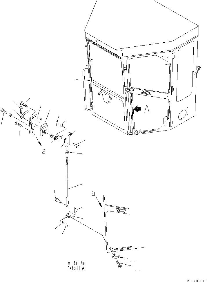 Схема запчастей Komatsu GD705A-4A - ШИР. КАБИНА (/) (ЗАМОК ДВЕРИ)(№9-) РАМА И ЧАСТИ КОРПУСА