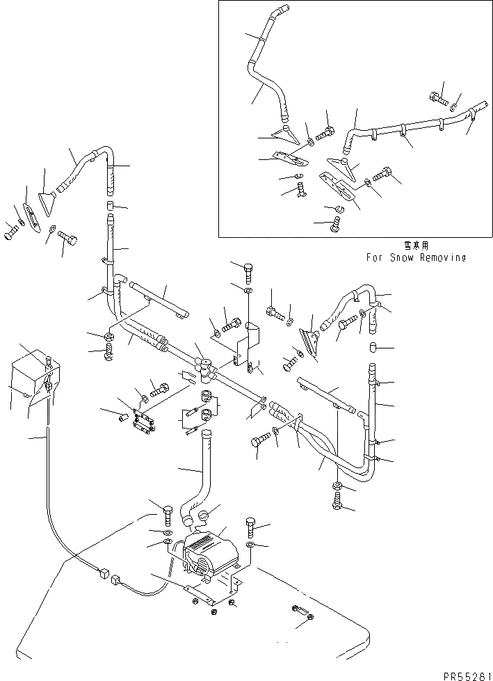 Схема запчастей Komatsu GD705A-4A - ОБОГРЕВАТЕЛЬ. (ВОЗДУХОВОД)(№-..) РАМА И ЧАСТИ КОРПУСА