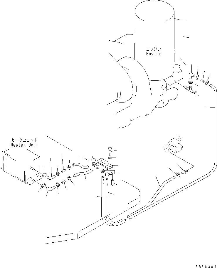 Схема запчастей Komatsu GD705A-4A - ОБОГРЕВАТЕЛЬ. (ВОДН. ГИДРОЛИНИЯ) (С ШИРОК. КАБИНОЙ)(№9-) РАМА И ЧАСТИ КОРПУСА