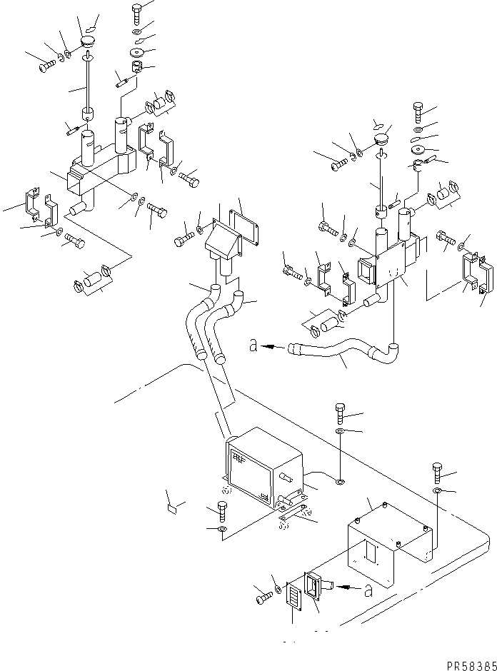 Схема запчастей Komatsu GD705A-4A - ОБОГРЕВАТЕЛЬ. (ВОЗДУХОВОД) (С ШИРОК. КАБИНОЙ)(№9-) РАМА И ЧАСТИ КОРПУСА