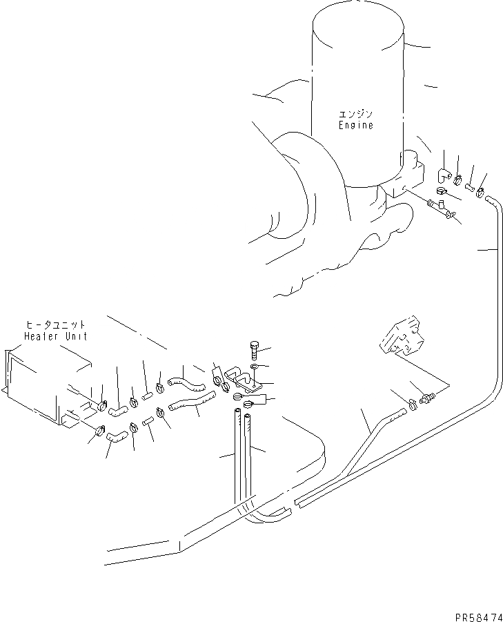 Схема запчастей Komatsu GD705A-4A - ОБОГРЕВАТЕЛЬ. (ВОДН. ГИДРОЛИНИЯ) (СПЕЦ-Я С АВТОМ. ТРАНСМИССИЕЙ)(№8-) РАМА И ЧАСТИ КОРПУСА