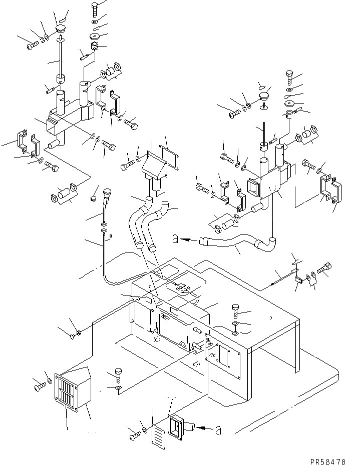 Схема запчастей Komatsu GD705A-4A - ОБОГРЕВАТЕЛЬ. (ВОЗДУХОВОД) (СПЕЦ-Я С АВТОМ. ТРАНСМИССИЕЙ)(№-) РАМА И ЧАСТИ КОРПУСА