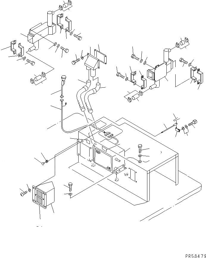 Схема запчастей Komatsu GD705A-4A - ОБОГРЕВАТЕЛЬ. (ВОЗДУХОВОД) (СПЕЦ-Я С АВТОМ. ТРАНСМИССИЕЙ)(№7-) РАМА И ЧАСТИ КОРПУСА
