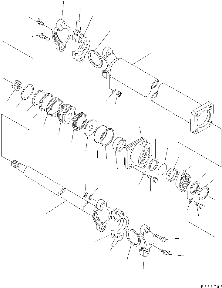 Схема запчастей Komatsu GD705A-4A - ЦИЛИНДР ПЕРЕКОСА (ДЛЯ УСИЛ. СНЕГООЧИСТ. СИСТМЫ)(№-) ГИДРАВЛИКА