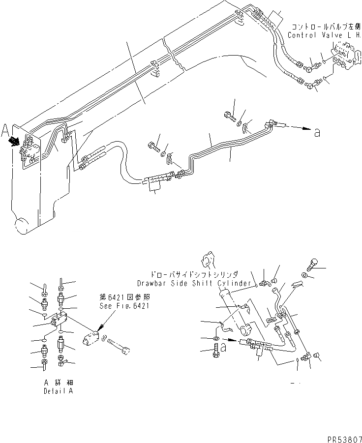 Схема запчастей Komatsu GD705A-4A - ГИДРОЛИНИЯ (БОКОВ. СДВИГ СЦЕПН. УСТР-ВА ЛИНИЯ ЦИЛИНДРА)(№-) ГИДРАВЛИКА