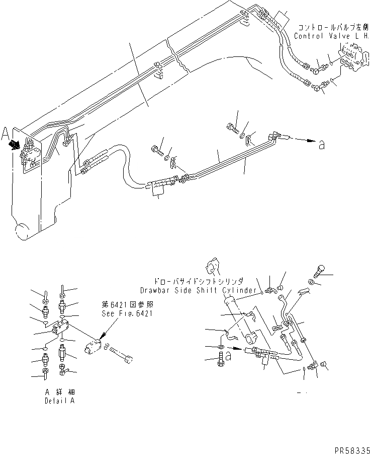 Схема запчастей Komatsu GD705A-4A - ГИДРОЛИНИЯ (БОКОВ. СДВИГ СЦЕПН. УСТР-ВА ЛИНИЯ ЦИЛИНДРА) (С ЗУБЧ. МУФТОЙ ЦИРКУЛ. РЕВЕРСА)(№-) ГИДРАВЛИКА