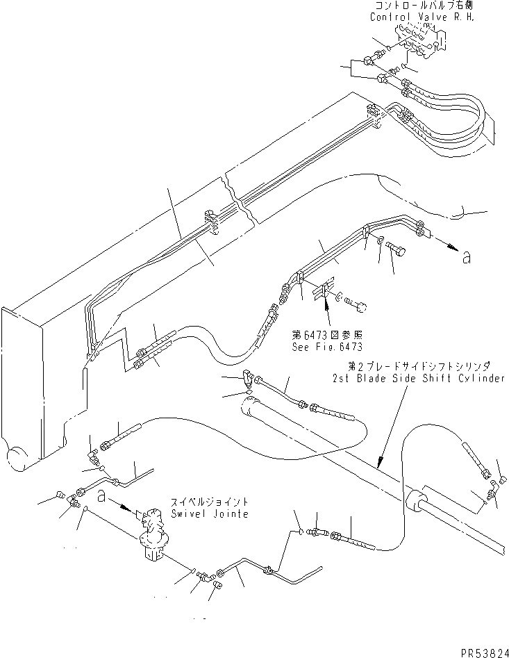 Схема запчастей Komatsu GD705A-4A - ГИДРОЛИНИЯ (2 ОТВАЛ SHIFT ЛИНИЯ ЦИЛИНДРА)         (ДЛЯ ДВОЙН. ОТВАЛА)(№-) ГИДРАВЛИКА