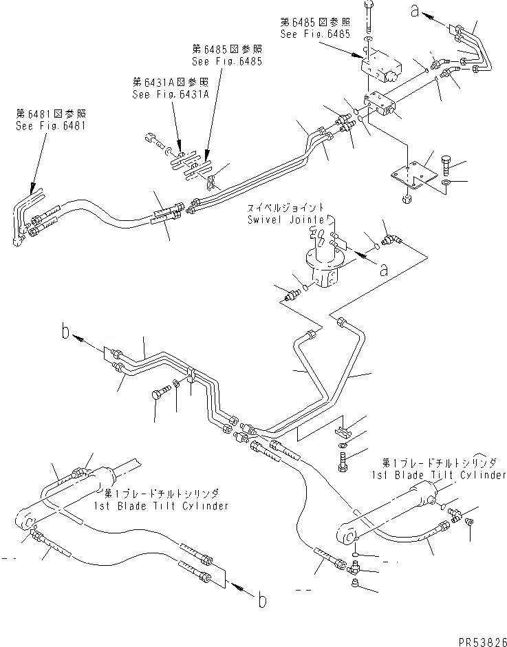 Схема запчастей Komatsu GD705A-4A - ГИДРОЛИНИЯ (1 ЦИЛИНДР ПЕРЕКОСА ОТВАЛА ЛИНИЯ)         (ДЛЯ ДВОЙН. ОТВАЛА) (/)(№-7) ГИДРАВЛИКА