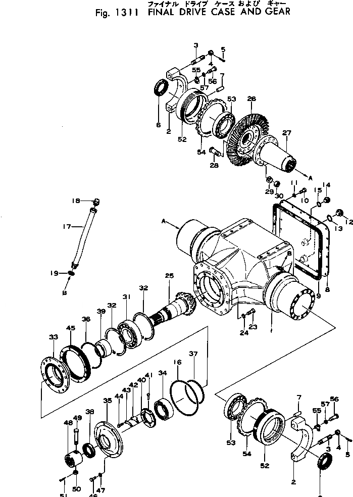 Схема запчастей Komatsu GD705R-1 - КОРПУС КОНЕЧН. ПЕРЕДАЧИ И ПРИВОД СДВОЕНН. ПРИВОД И КОЛЕСА