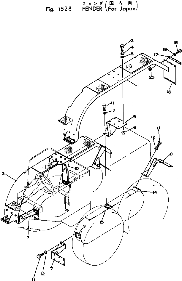 Схема запчастей Komatsu GD705R-1A - КРЫЛО (ДЛЯ ЯПОН.) РАМА И ЧАСТИ КОРПУСА