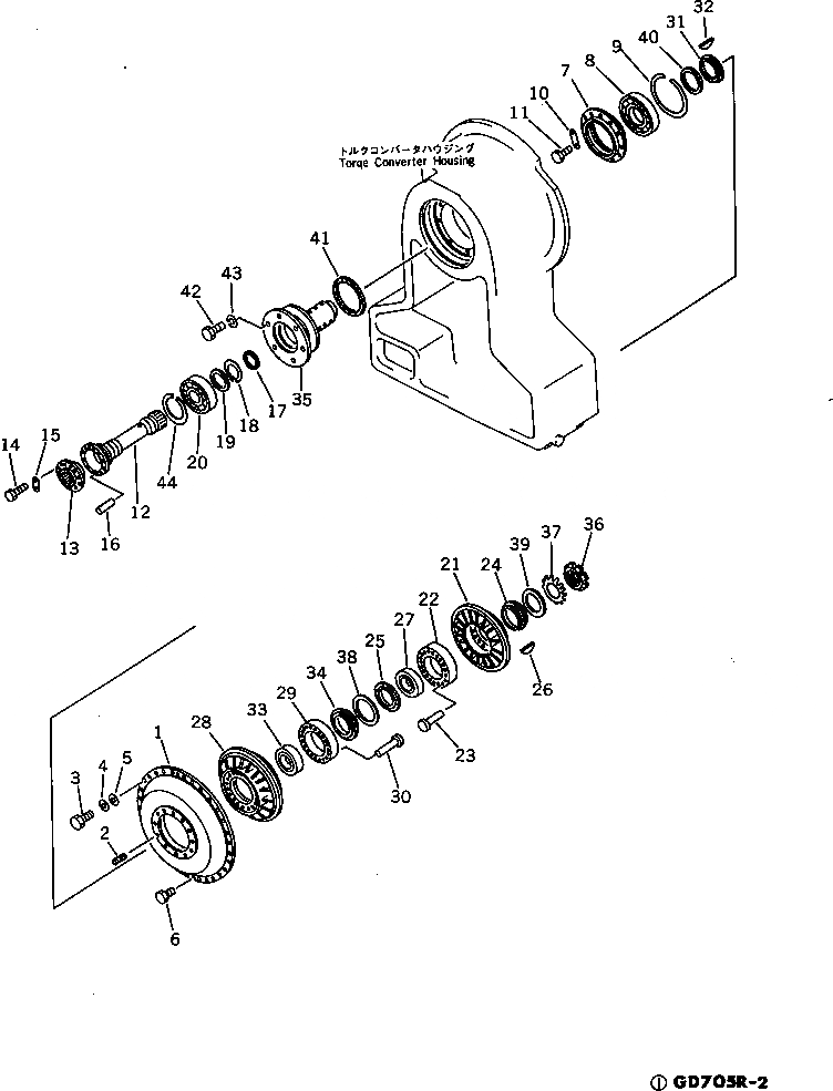 Схема запчастей Komatsu GD705R-2 - ГИДРОТРАНСФОРМАТОР СИЛОВАЯ ПЕРЕДАЧА