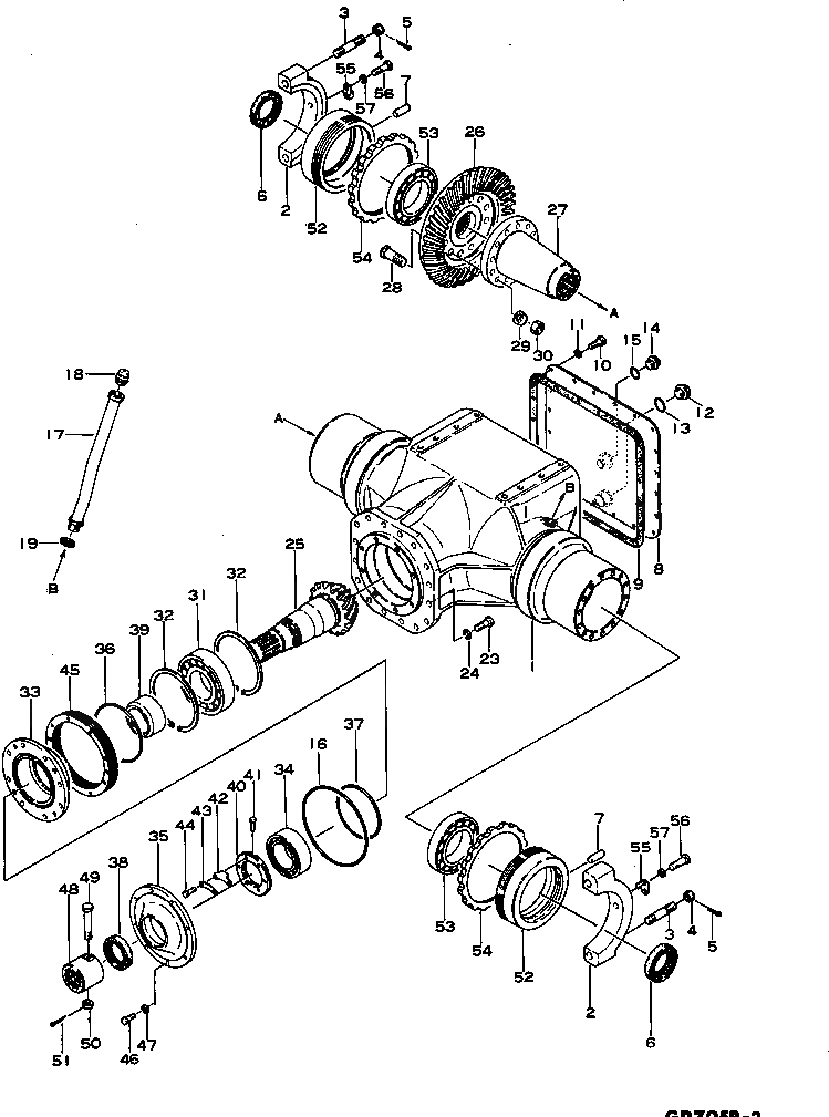 Схема запчастей Komatsu GD705R-2 - КОРПУС КОНЕЧН. ПЕРЕДАЧИ И ПРИВОД КОЛЕСА
