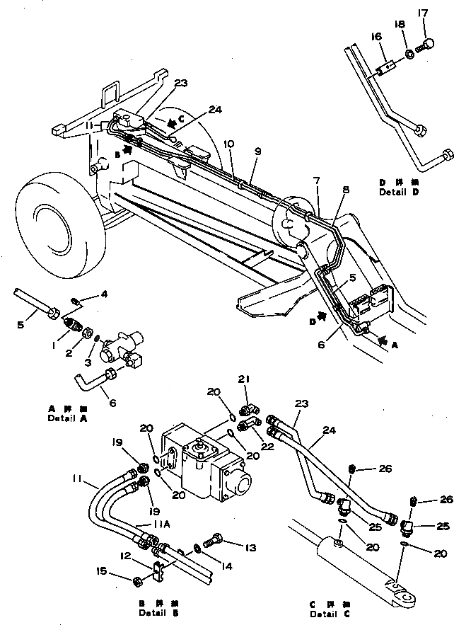 Схема запчастей Komatsu GD705R-2 - ГИДРАВЛИКА РУЛ. УПРАВЛЕНИЯ СИСТЕМА УПРАВЛЕНИЯ