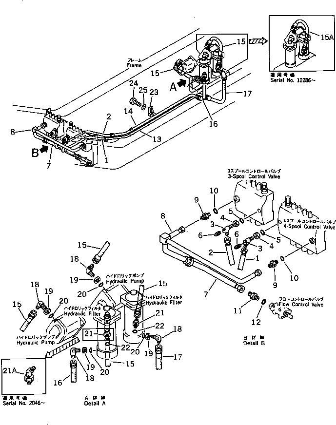 Схема запчастей Komatsu GD705R-2 - ВЫС. PRESSURE ТРУБЫ ГИДРАВЛИКА