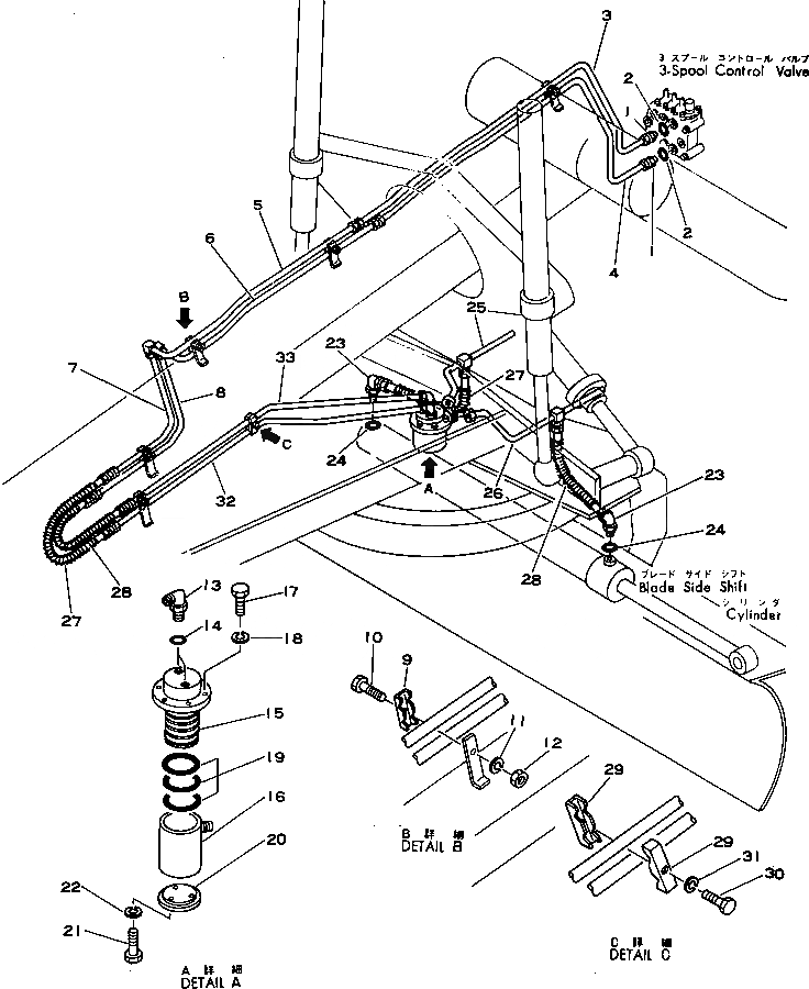 Схема запчастей Komatsu GD705R-2 - ЦИЛИНДР СДВИГ. ОТВАЛА ГИДРАВЛИКА