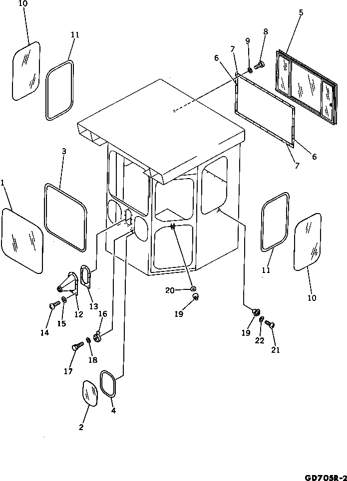 Схема запчастей Komatsu GD705R-2 - КАБИНА ROPS ОПЦИОННЫЕ КОМПОНЕНТЫ
