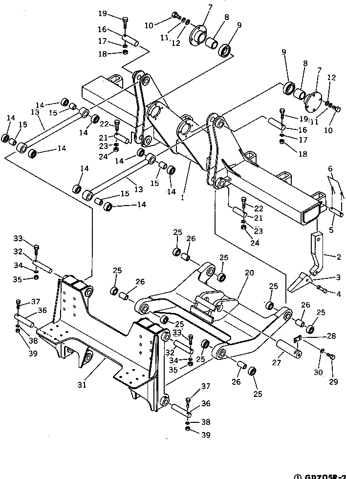 Схема запчастей Komatsu GD705R-2 - ЗАДН. КРЕПЛЕНИЕ РЫХЛИТЕЛЬ ОПЦИОННЫЕ КОМПОНЕНТЫ