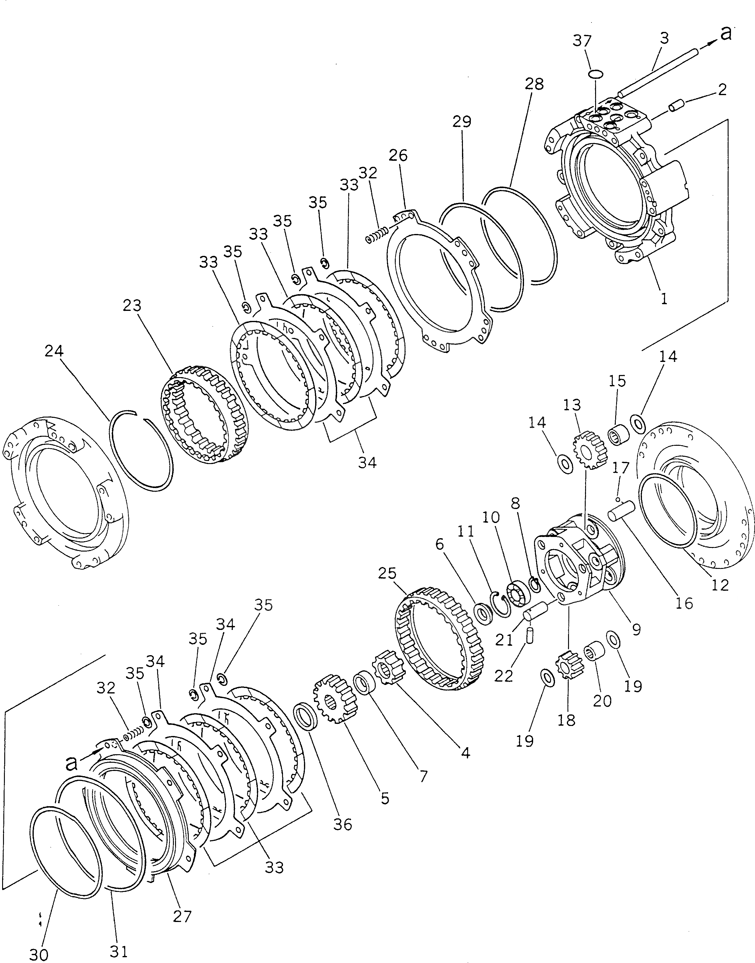 Схема запчастей Komatsu GD725A-1 - ТРАНСМИССИЯ (3-Я И 4-Я МУФТА) СИЛОВАЯ ПЕРЕДАЧА