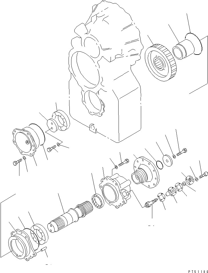Схема запчастей Komatsu GD725A-1 - ТРАНСМИССИЯ (ВЫХОДНОЙ ВАЛ) (/) СИЛОВАЯ ПЕРЕДАЧА