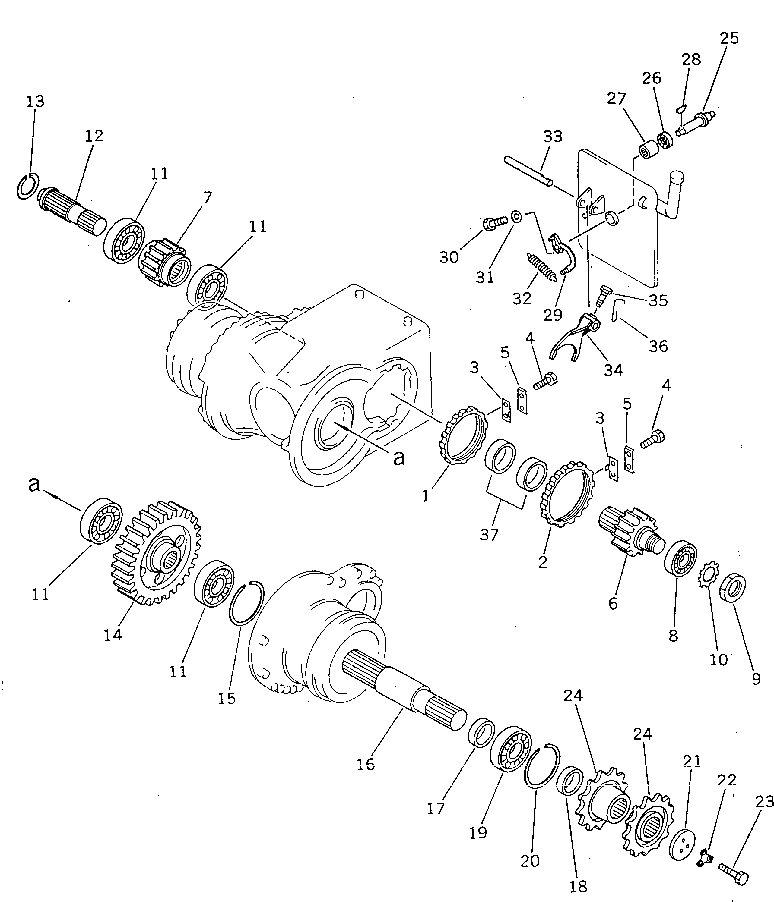 Схема запчастей Komatsu GD725A-1 - КОНЕЧНАЯ ПЕРЕДАЧА И ВАЛ (/) СИЛОВАЯ ПЕРЕДАЧА