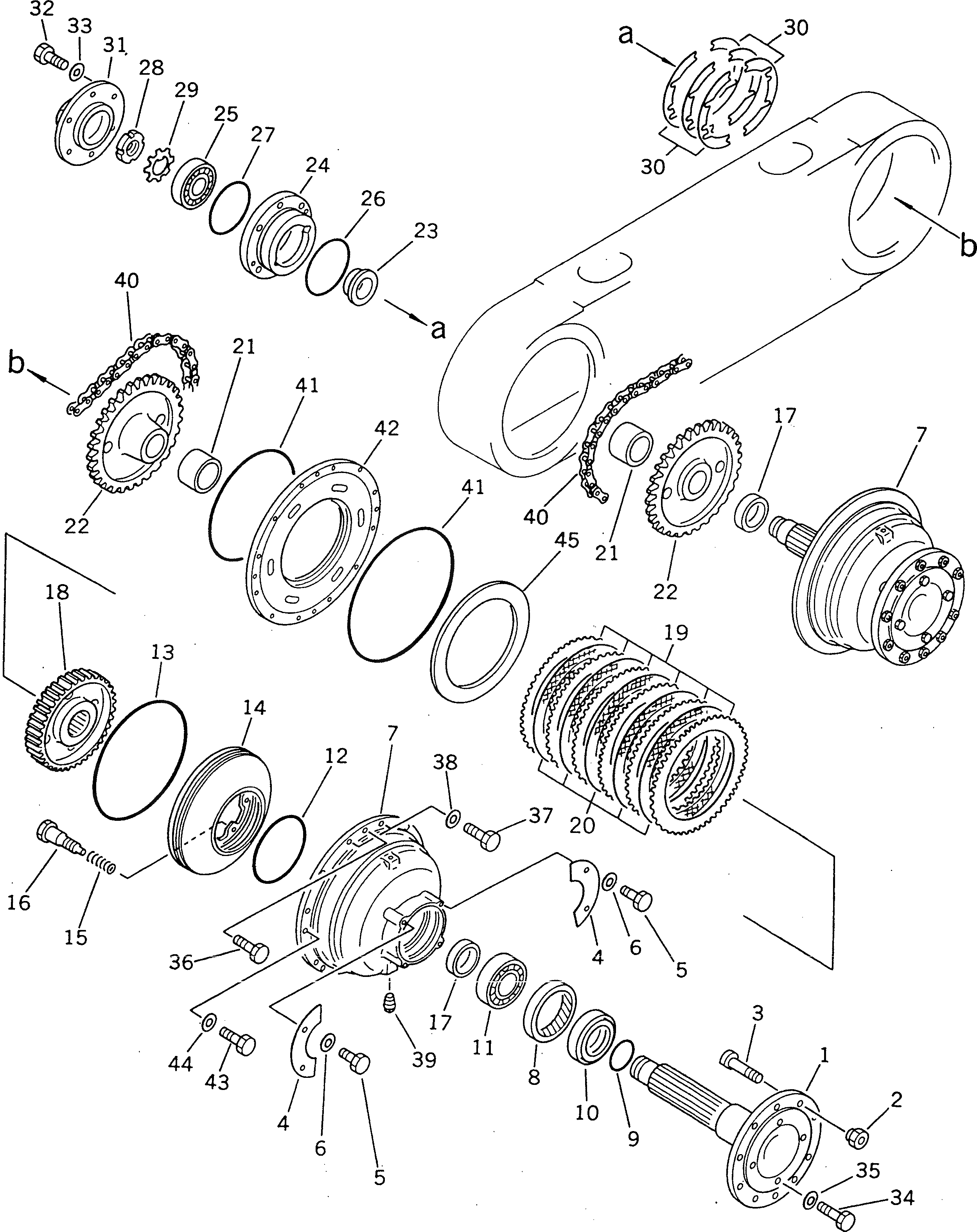 Схема запчастей Komatsu GD725A-1 - СДВОЕНН. ПРИВОД ПРИВОД И ЦЕПЬ СИЛОВАЯ ПЕРЕДАЧА
