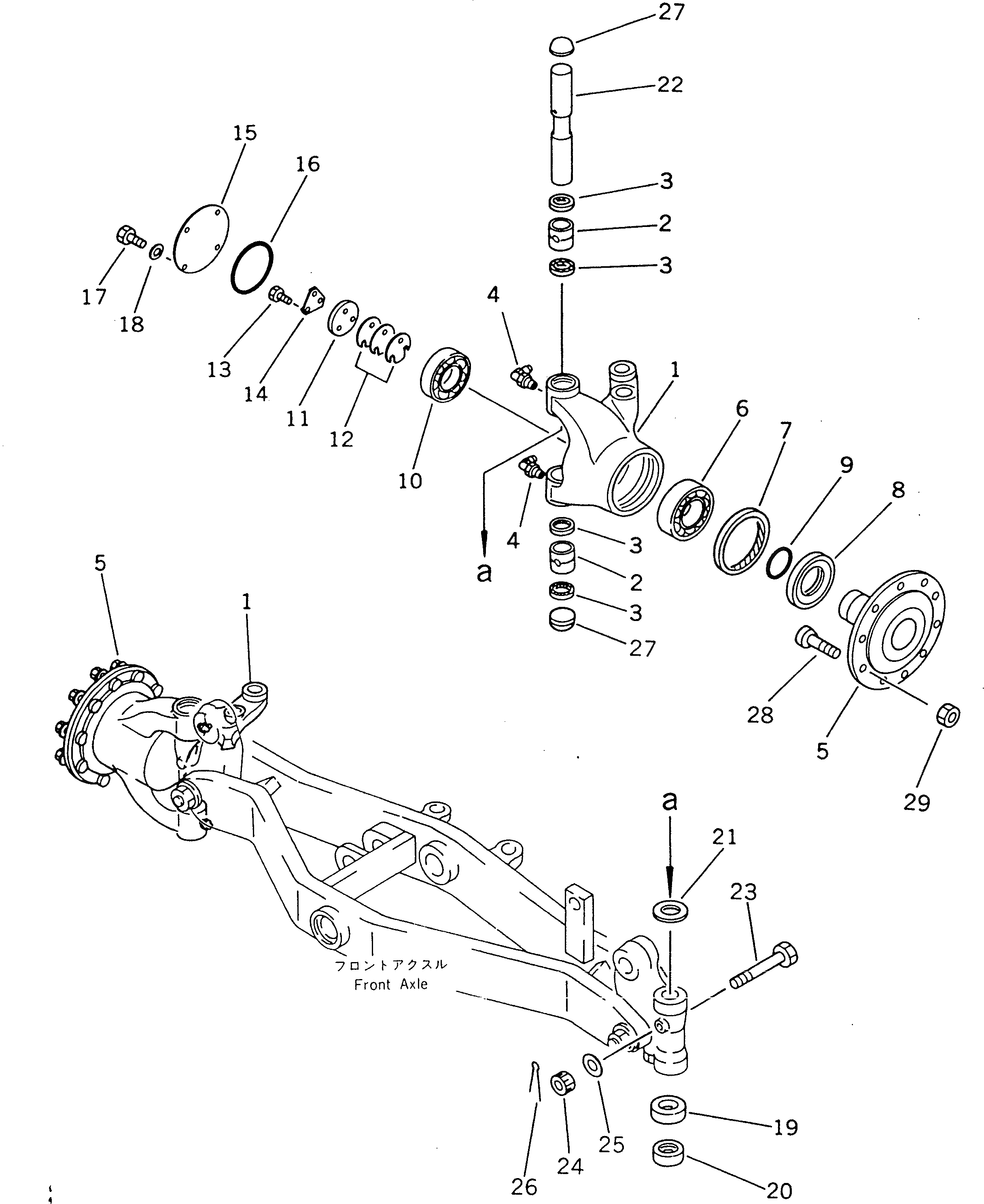 Схема запчастей Komatsu GD725A-1 - ПЕРЕДНИЙ МОСТ (/) СИЛОВАЯ ПЕРЕДАЧА