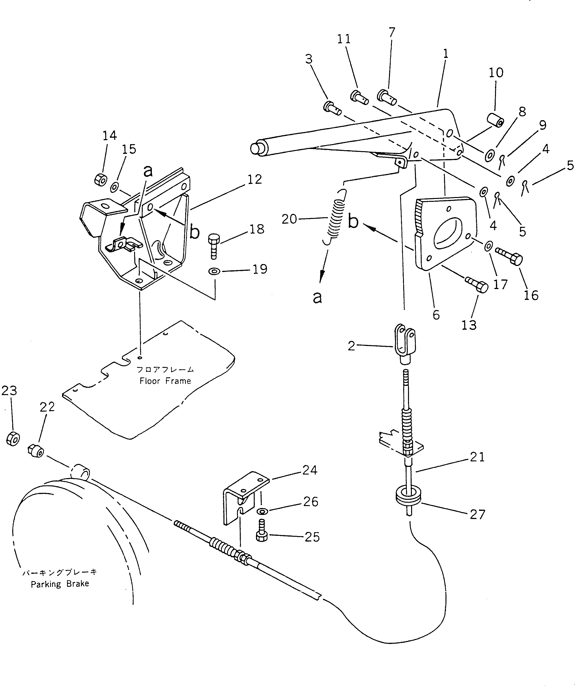 Схема запчастей Komatsu GD725A-1 - РЫЧАГ УПР-Я СТОЯНОЧН. ТОРМОЗОМ СИСТЕМА УПРАВЛЕНИЯ