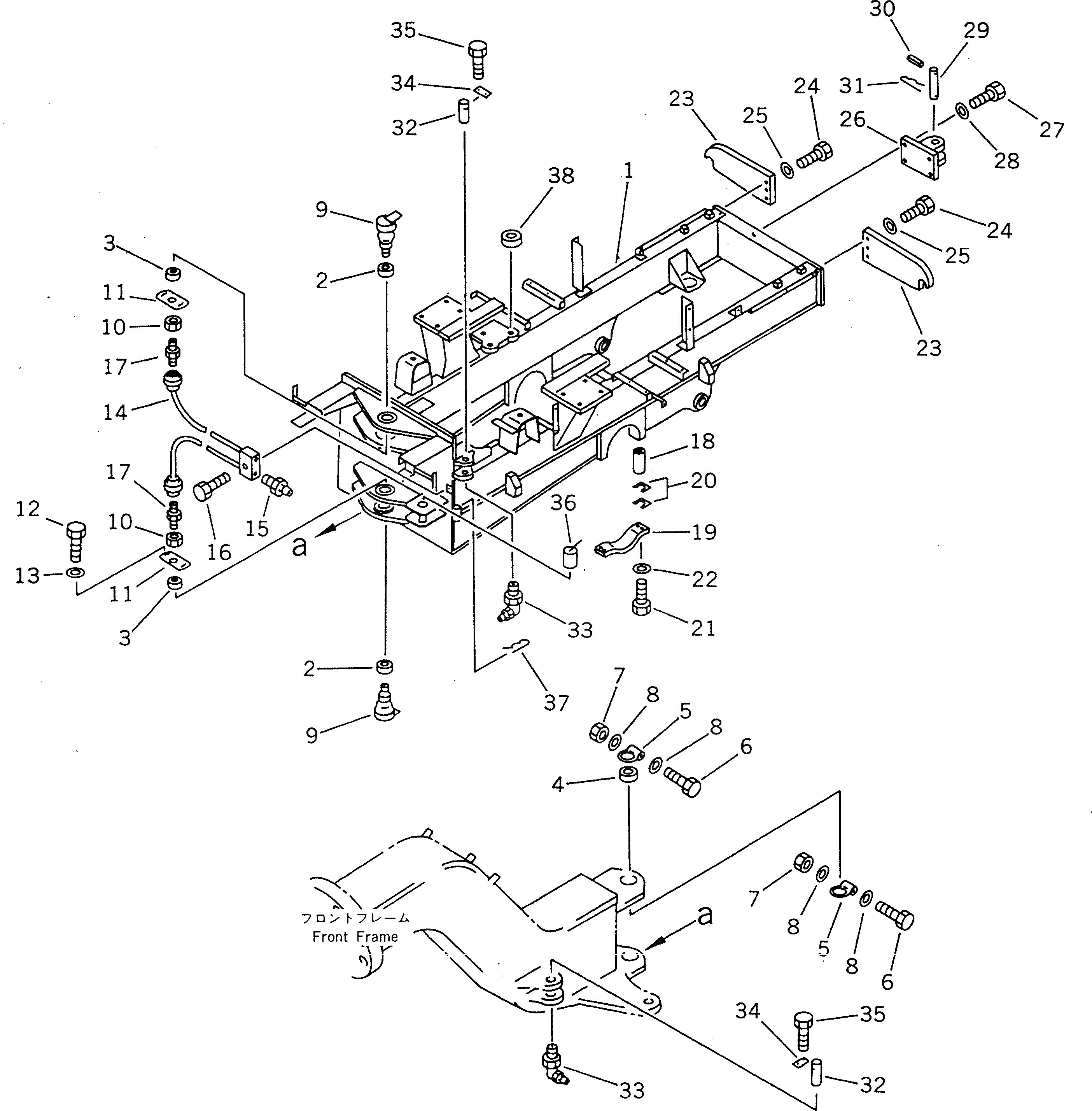 Схема запчастей Komatsu GD725A-1 - ЗАДН. РАМА РАМА И ЧАСТИ КОРПУСА