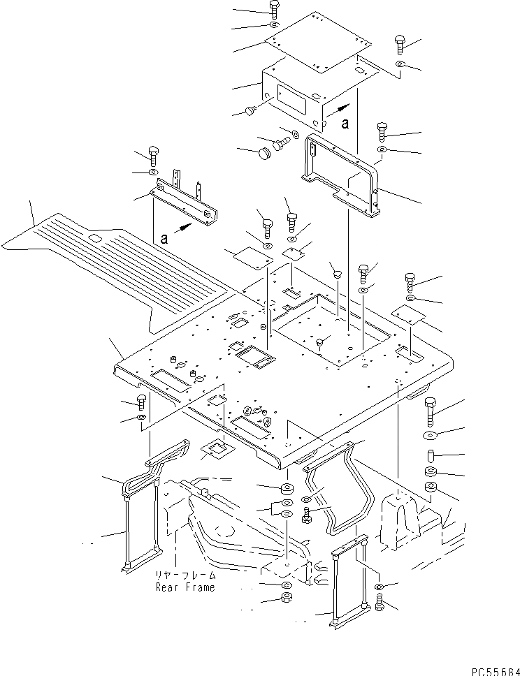 Схема запчастей Komatsu GD725A-1 - КАБИНА ОПЕРАТОРА (/) (С КОНДИЦИОНЕРОМ) РАМА И ЧАСТИ КОРПУСА
