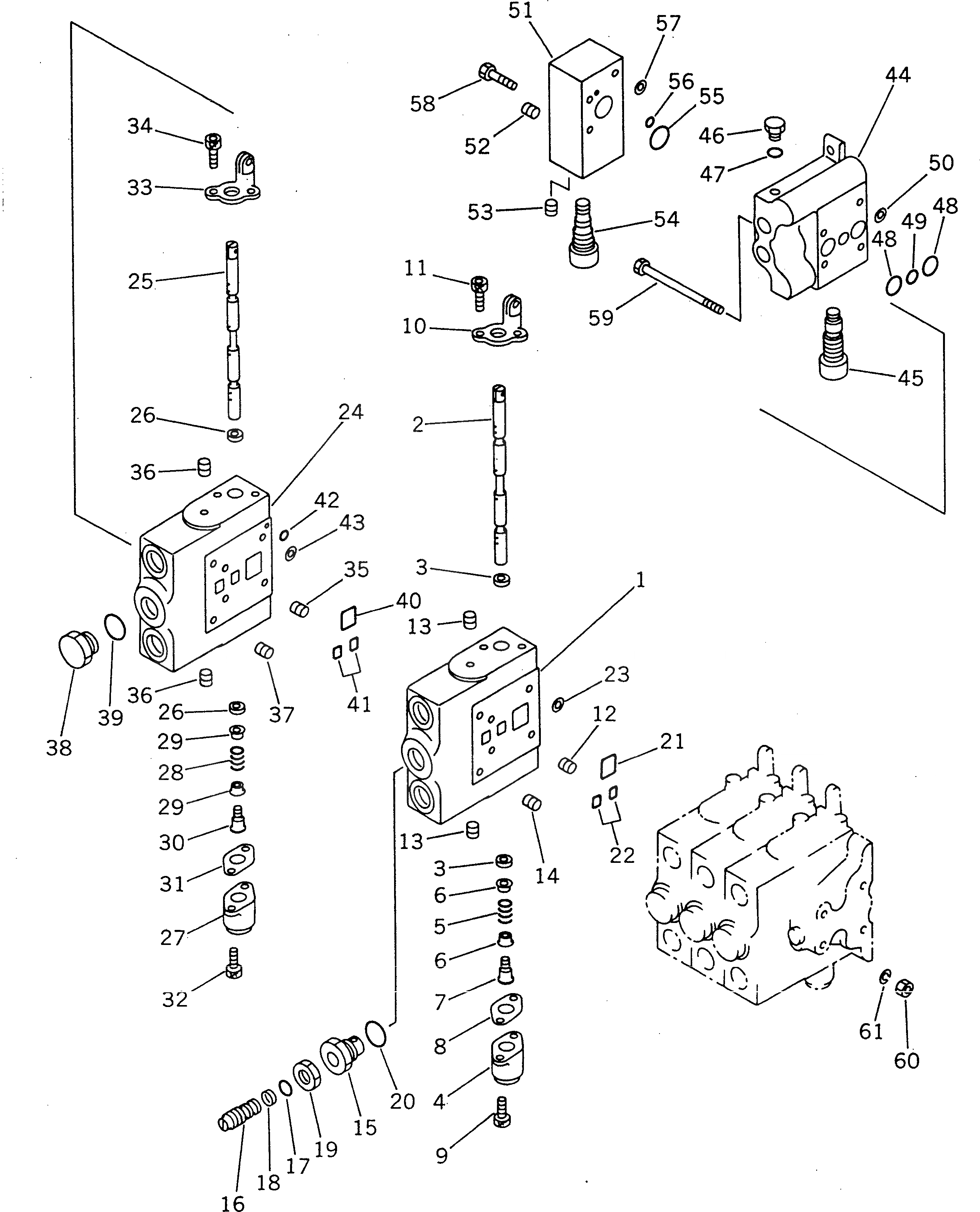 Схема запчастей Komatsu GD725A-1 - ГИДРАВЛ УПРАВЛЯЮЩ. КЛАПАН¤ ПРАВ. (5-СЕКЦИОНН.) (/) ГИДРАВЛИКА
