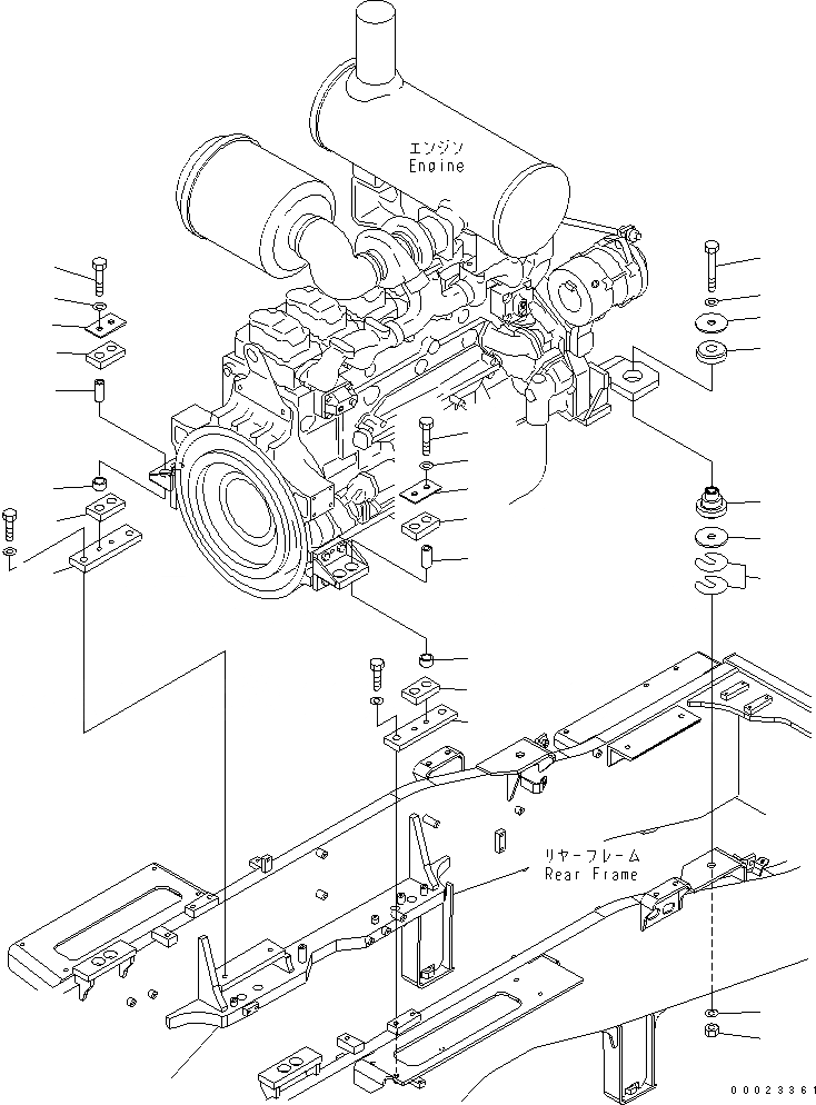 Схема запчастей Komatsu GD755-3 - ДВИГАТЕЛЬ И T/M КРЕПЛЕНИЕ (КРЕПЛЕНИЕ ДВИГАТЕЛЯ) КОМПОНЕНТЫ ДВИГАТЕЛЯ