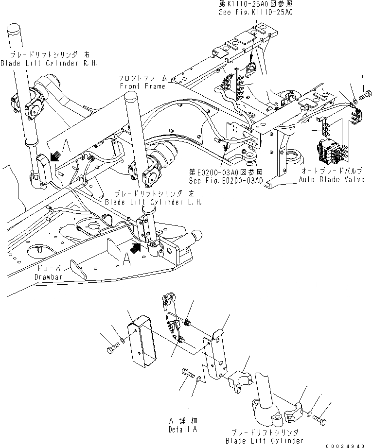 Схема запчастей Komatsu GD755-3 - ПЕРЕДН. ЭЛЕКТРОПРОВОДКА (АВТОМАТИЧ. ОТВАЛ) (/) ЭЛЕКТРИКА