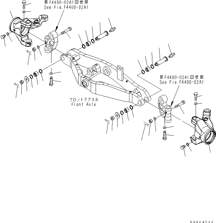 Схема запчастей Komatsu GD755-3 - ПЕРЕДНИЙ МОСТ (КОЖУХ) (/) ТРАНСМИССИЯ