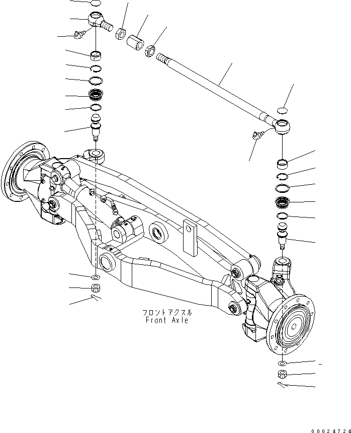 Схема запчастей Komatsu GD755-3 - ПЕРЕДНИЙ МОСТ (ПОПЕРЕЧНАЯ РУЛЕВ. ТЯГА) ТРАНСМИССИЯ