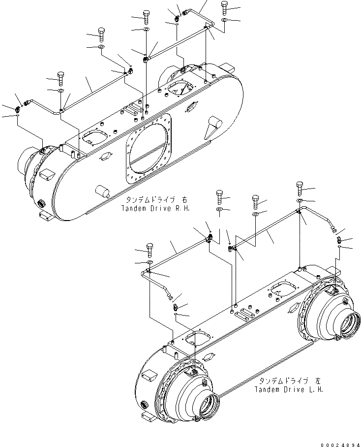 Схема запчастей Komatsu GD755-3 - ЗАДН. МОСТ (СДВОЕНН. ПРИВОД)(ТРУБКА) ТРАНСМИССИЯ