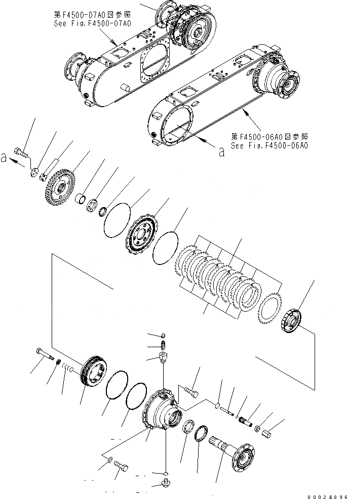 Схема запчастей Komatsu GD755-3 - ЗАДН. МОСТ (СДВОЕНН. ПРИВОД) (ПЕРЕДН. PLANETARY) ТРАНСМИССИЯ