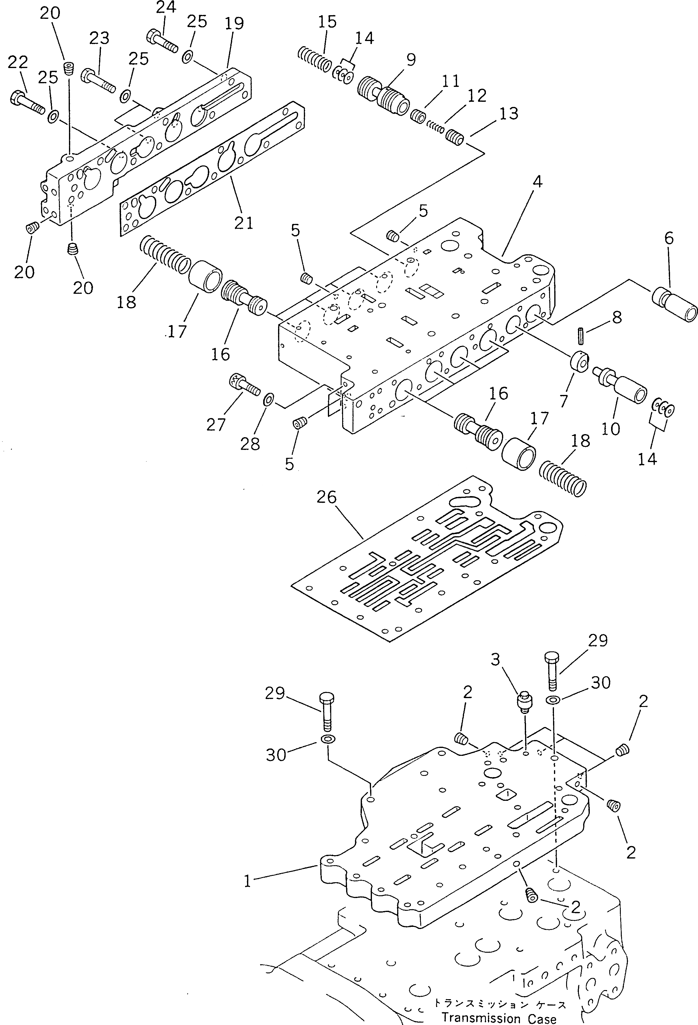 Схема запчастей Komatsu GD805A-1 - ТРАНСМИССИЯ (УПРАВЛЯЮЩ. КЛАПАН) (/)(№-) СИЛОВАЯ ПЕРЕДАЧА
