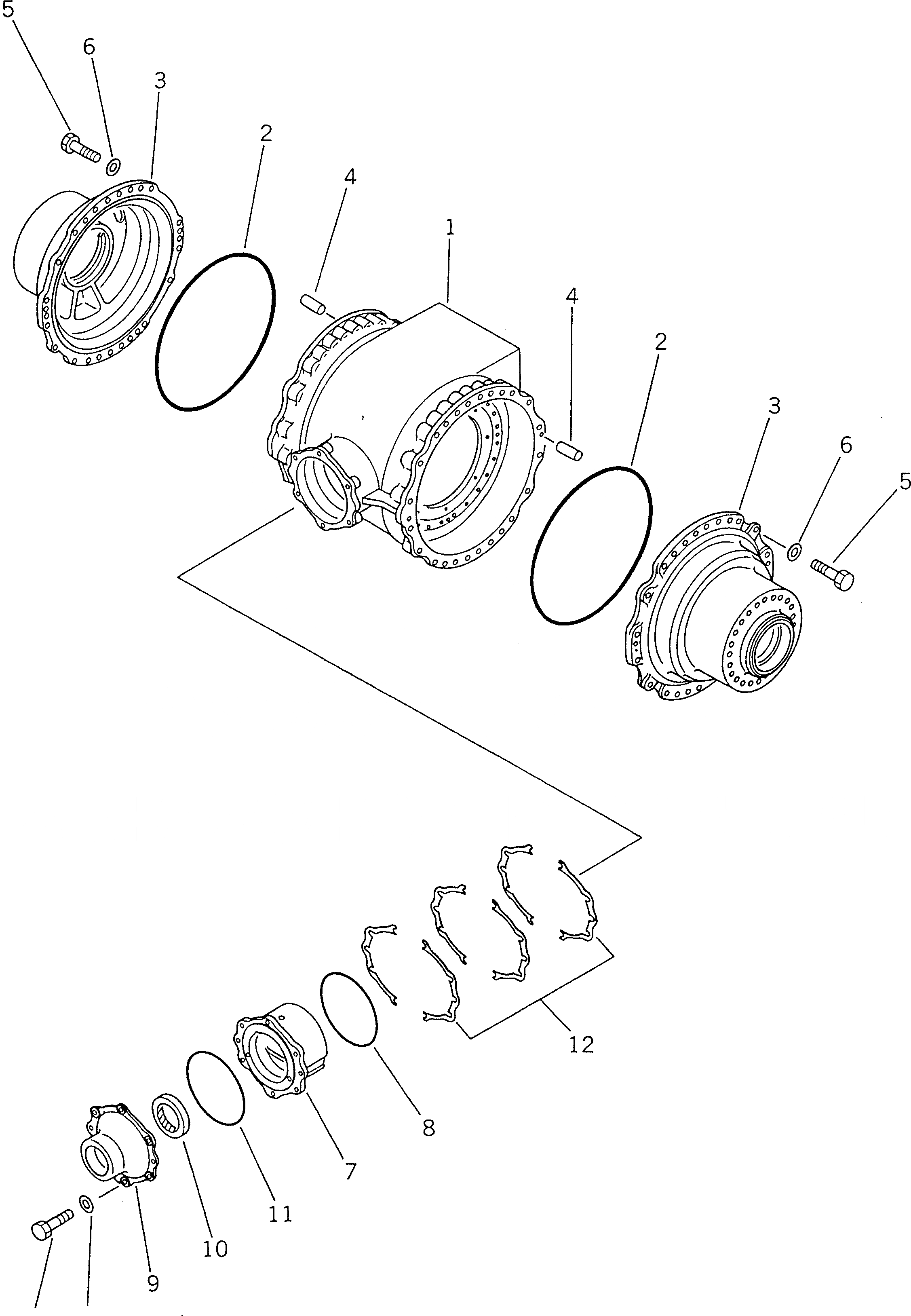 Схема запчастей Komatsu GD805A-1 - КОРПУС КОНЕЧН. ПЕРЕДАЧИ (/) СИЛОВАЯ ПЕРЕДАЧА