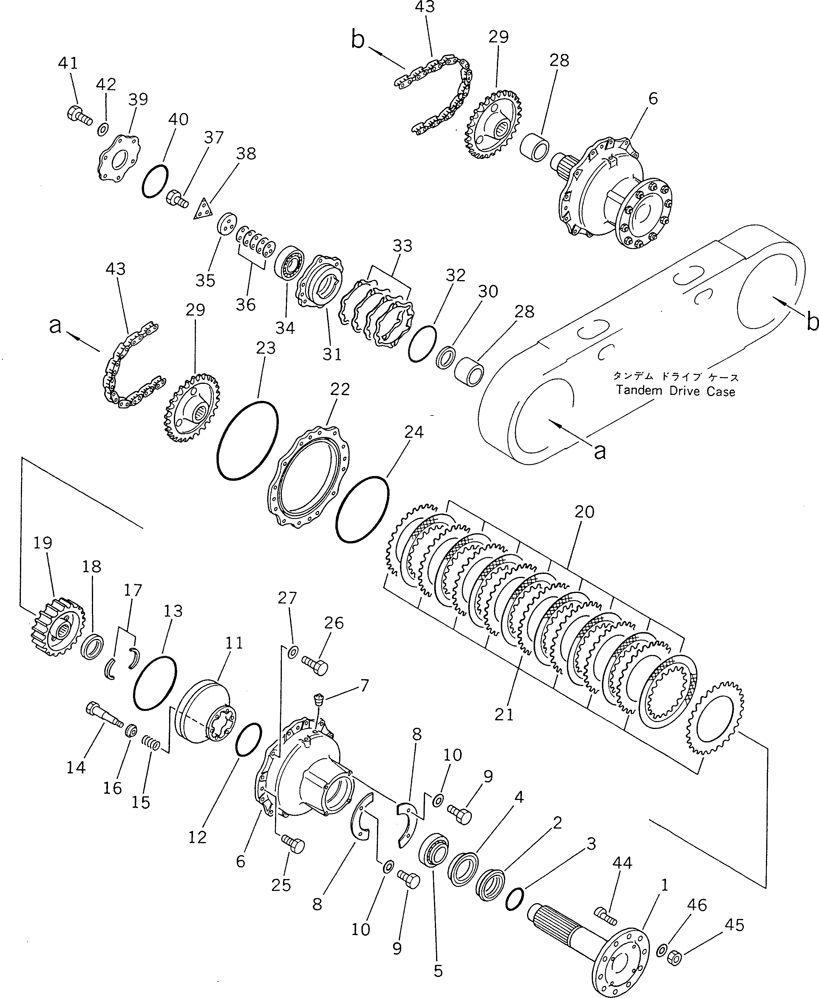 Схема запчастей Komatsu GD805A-1 - СДВОЕНН. ПРИВОД ПРИВОД И ЦЕПЬ СИЛОВАЯ ПЕРЕДАЧА