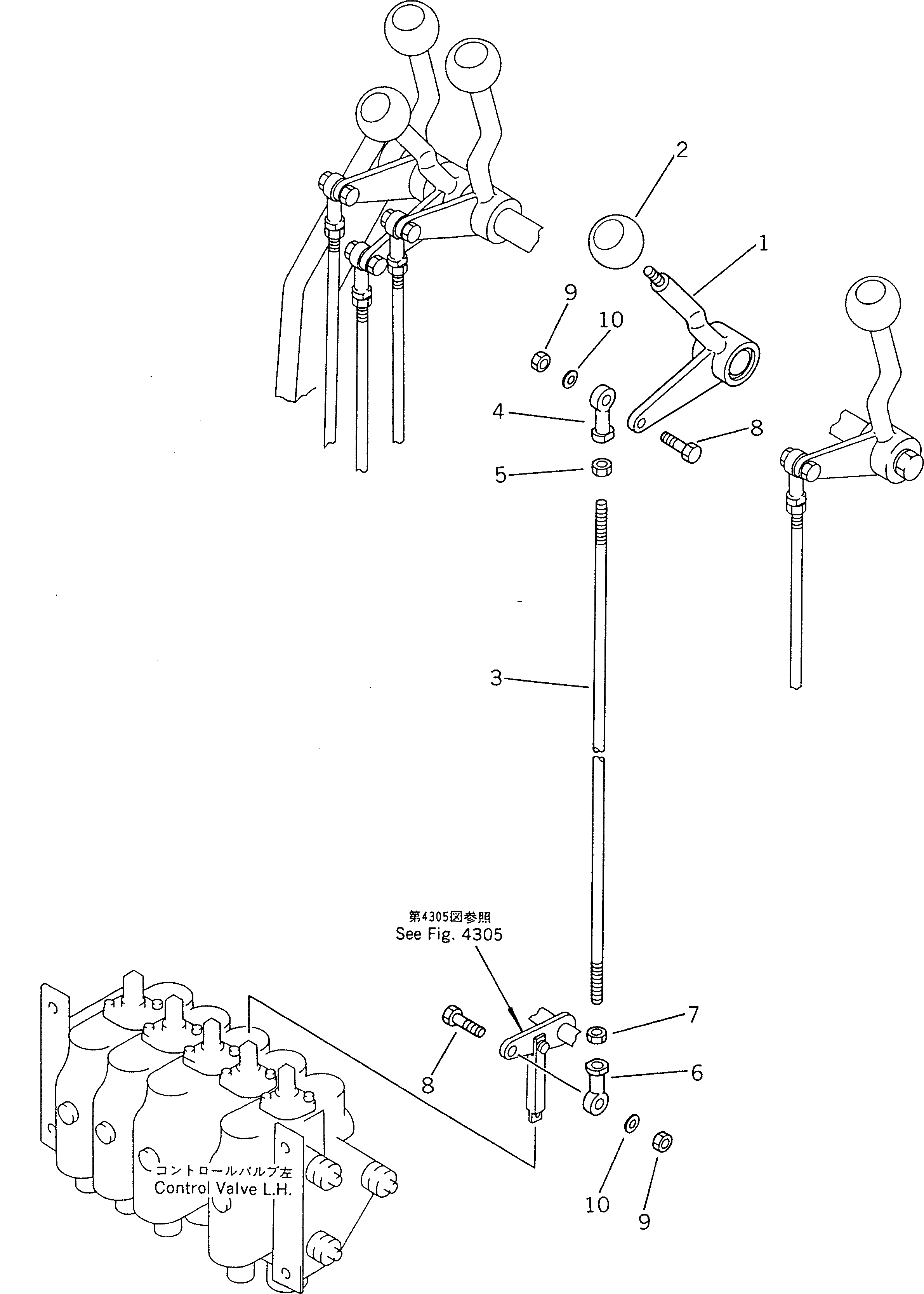 Схема запчастей Komatsu GD805A-1 - ПЕРЕДН. УПРАВЛ. НАВЕСН. ОБОРУД. РЫЧАГ СИСТЕМА УПРАВЛЕНИЯ